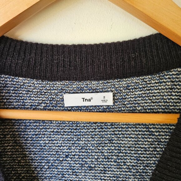 Aritzia TNA Jennings Merino Wool Cardigan M Fair Isle Nordic Fisherman Cabincore - Picture 8 of 15